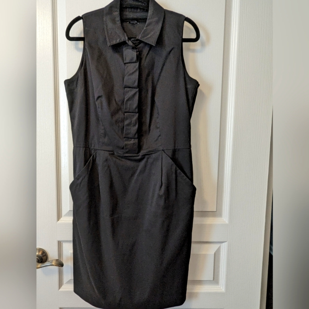 Ann Taylor Sleeveless Black Collared Dress - Size 10P